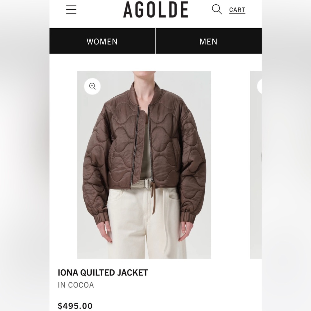 NWT Agolde Cocoa Quilted Puffer Jacket